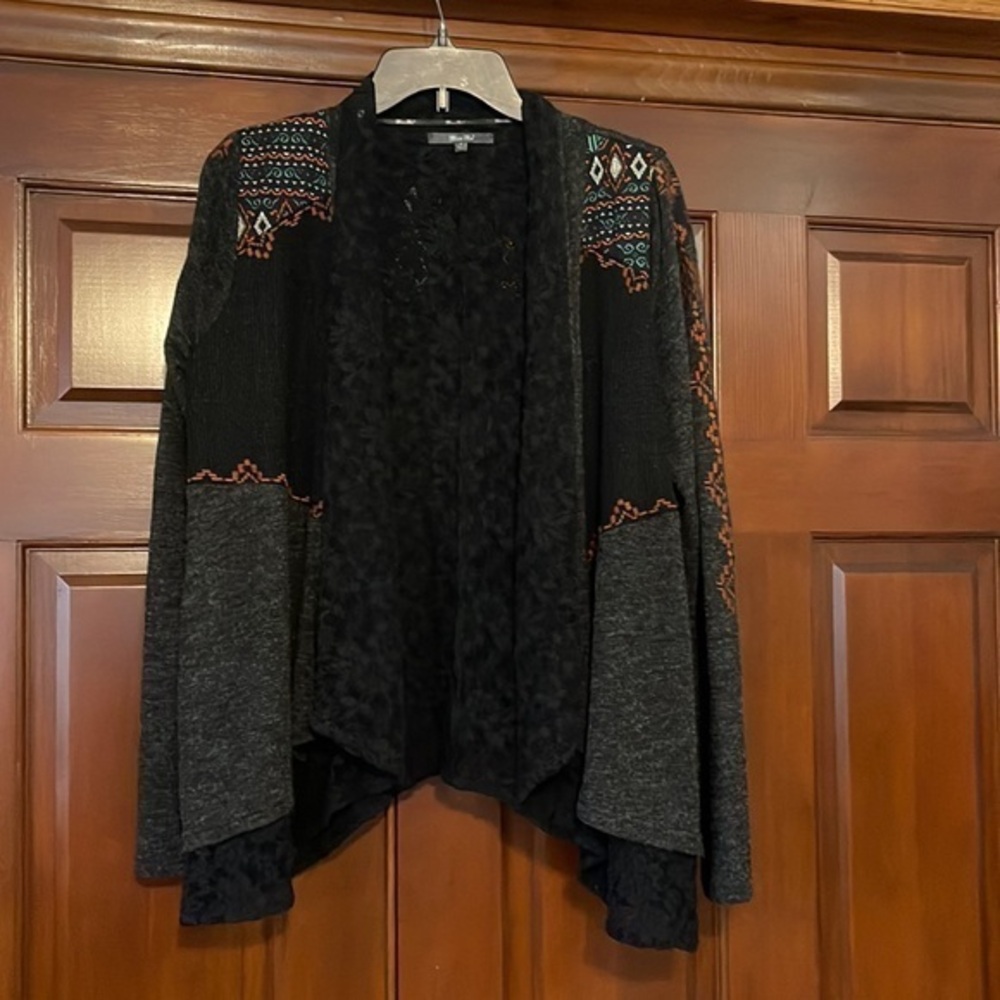 Miss Me asymmetrical open front embroidered lace sweater cardigan - Picture 1 of 5